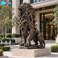 Sculpture de lion majestueux en bronze, moulage à la cire perdue, statue animale personnalisée, décoration d'entrée pour villa, hôtel, place publique, jardin, cour.