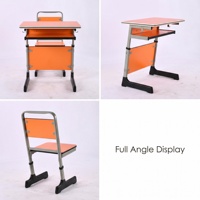 Conjunto de Mesa y Silla de Estudio para Niños de Plástico Moderno, Altura Ajustable, Superficie de Escritorio Extra Ancha, Almohadillas Antideslizantes para el Suelo, para Clases Particulares
