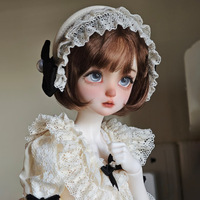 Perruque BJD Série Fantasy, coupe Bob en bambou, marron foncé personnalisé, frange droite, cheveux courts et raides, coupe champignon Ye Luoli