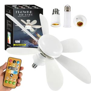Ventilador de Techo 2 en 1 con Control Remoto Inalámbrico 0728, Iluminación con 6 Aspas Silenciosas, Bombilla Compacta E27, Ventiladores LED Portátiles con Luz - Product Image 3