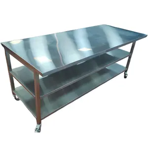 Durable Heavy Duty Stainless Steel 3 Tiers Large Workbench Trolley For Restaurant