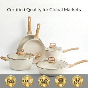 8 Pieces Non-stick Cookware Set Aluminum <b>Saucepan</b> Frying Pan Soup Pot with Glass Lids Granite Coating Kitchen Pot and Pan Set - Product Image 2