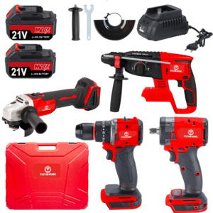Perceuse à percussion sans fil industrielle 21V rouge, 4 pièces, sans balais, mini-perceuse, tournevis de construction, outil électrique portable - Product Image 6