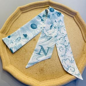 Großhandel Custom Fashion 26 Buchstaben Alphabet Mädchen Halstuch Tasche Bogen Knoten Langes Band Band Haar gummi Frau Haars chal - Product Image 3