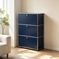 Mueble de Almacenamiento Modular Personalizado de 3 Niveles con Marco de Acero Inoxidable y Cerradura para Sala de Estar