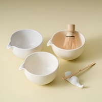 Ensemble de thé matcha japonais en bambou avec bol en céramique et fouet en bambou, glaçure marbrée vintage, kit de préparation manuelle pour cérémonie du thé