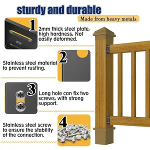 Connecteurs de supports de garde-corps de <span class=keywords><strong>pergola</strong></span> de pont de bricolage 2x4 pour <span class=keywords><strong>connecteur</strong></span> de poutre de poteau en bois de garde-corps - Product Image 5