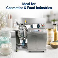 Mélangeur Émulsifiant Sous Vide 50L pour Crèmes Cosmétiques et Lotions, Homogénéisateur à Cisaillement Élevé, Mélangeur en Acier Inoxydable 316L pour Savon Liquide