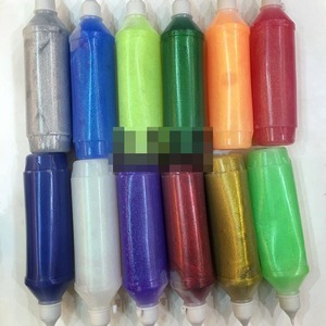 ชุดเย็บปักถักร้อยแบบน้ำ 12 สี พร้อมกาวผงทองกลิตเตอร์เรืองแสงสำหรับตกแต่งงานฝีมือทำมือ - Product Image 1