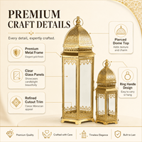 Ensemble de lanternes en verre et métal doré personnalisées, porte-bougie marocain pour la décoration de la maison pour l'Aïd, vente en gros