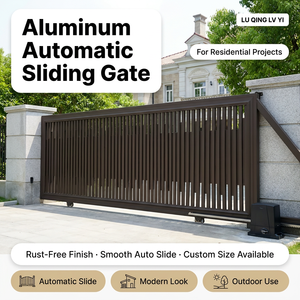 Puerta Corredera Automática <span class=keywords><strong>de</strong></span> Aluminio, Moderna, con Lamas Verticales, Puerta Eléctrica para Entrada <span class=keywords><strong>de</strong></span> Vehículos para Villa, con Motor y Control Remoto - Product Image 1