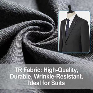 Precio de fábrica TR poliéster <span class=keywords><strong>rayón</strong></span> mezclado azul marino <span class=keywords><strong>tela</strong></span> de sarga hombres trajes de vestir de negocios conjunto para niños para prendas de vestir - Product Image 2