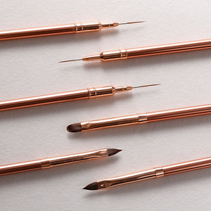 Pinceau à ongles en poils de Kolinsky avec manche en métal or rose, virole sertie, pinceau fin pour la peinture au gel UV - Product Image 6