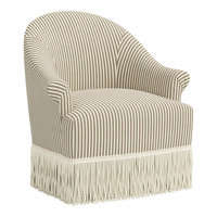 Chaise pivotante rembourrée en tissu à rayures de luxe haut de gamme avec garniture à franges Salon Élégance Tassel Accent Canapé Chaises pour hôtel
