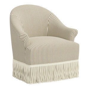 Chaise pivotante rembourrée en tissu à rayures de luxe haut de gamme avec garniture à franges Salon Élégance Tassel Accent Canapé Chaises pour hôtel - Product Image 4