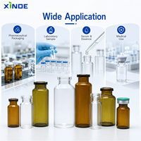 Flacon en verre tubulaire médical personnalisé XINDE de 2 ml, 5 ml, 10 ml, 15 ml, 20 ml, 25 ml, 30 ml