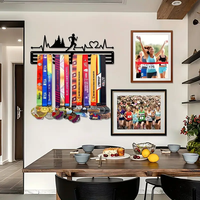 Support d'affichage de cintre de médaille de marathon de football noir support de stockage peu encombrant en fer Durable à trois couches