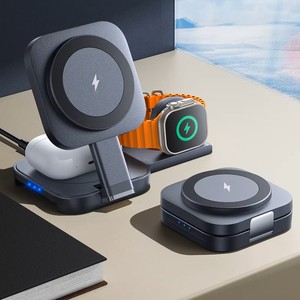 Pieghevole 3 in 1 stazione di ricarica Wireless per dispositivi <span class=keywords><strong>Apple</strong></span> caricatore magnetico Wireless 15W veloce da viaggio <span class=keywords><strong>Pad</strong></span> di ricarica - Product Image 4