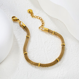 European And American Style 18k <b>Metal</b> Stainless Steel <b>Bracelet</b> Geometric Chain Minimalist Fashion Unisex Jewelry - Product Image 4