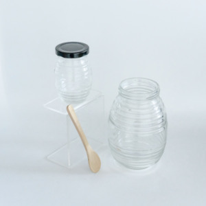 Vente en gros pot de miel en verre de confiture rond vide bouteille avec couvercle en métal couvercle en bambou bâton en bois pour la cuisine matériaux en contact avec les aliments - Product Image 4