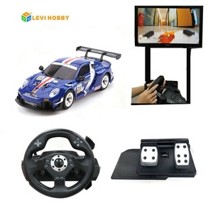 Auto <span class=keywords><strong>RC</strong></span> <span class=keywords><strong>Drift</strong></span> in Scala 1:28 4WD con Cavo FPV USB, Volante e Pedali Simulatore, Controller per Attrezzature Commerciali e di Intrattenimento - Product Image 1