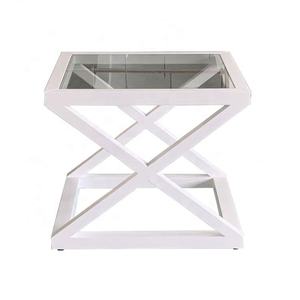 HL360 <span class=keywords><strong>Valencia</strong></span> estilo francés pequeña bandeja nórdica de vidrio mesa auxiliar de café de roble con tapa de vidrio mesa de centro de lujo - Product Image 6