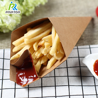 Printon 12oz 16oz papier kraft jetable imprimé personnalisé feux puce cône bulle gaufre frites tasses