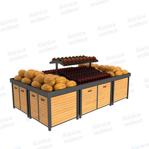 Kainice thép tùy chỉnh siêu thị kệ gỗ dây lưới kim loại trái cây và rau quả hiển thị giá đứng cho cửa hàng tạp hóa - Product Image 5