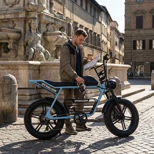 Vélo électrique rétro à pneus larges avec longue banquette, idéal pour la balade sur les pavés et les visites des quartiers historiques - Product Image 2