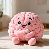 Peluche personnalisée en forme de cerveau rose de dessin animé, adorable peluche de dessin animé, poupée d'accompagnement, cadeaux de poupée de guérison, vente directe d'usine, vente en gros