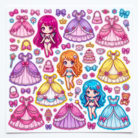 Hojas de Pegatinas Personalizadas para Niños, Recortables, Ecológicas, No Tóxicas, Impermeables, con Diseños de Princesas, Sirenas y Animales, Autoadhesivas