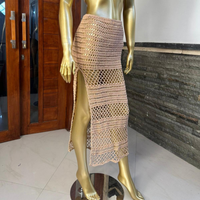 Jupe longue de plage hawaïenne Arabella en coton tricoté de qualité supérieure, taille haute, ample, pour femmes adultes, style Bali Indonésie, grande taille, été