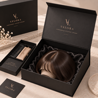 Boîte d'emballage de luxe personnalisée pour perruques, boîte cadeau rigide magnétique sur mesure avec insert en satin pour extensions et postiches capillaires