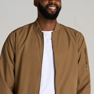 2026 Lightweight Stand Collar Bomber <b>Jacket</b> for <b>Men</b> Custom Logo Printing Full Sleeves High Street Style <b>Thin</b> Winter Coat - Product Image 4