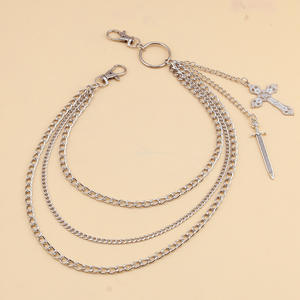 Geometric Multi Layered <b>Chain</b> <b>Cross</b> Pants <b>Chain</b> Zinc Alloy Punk Style Nightclub Body <b>Chain</b> Decorations - Product Image 4