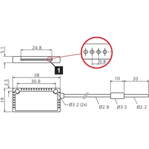 Detección de área de amplio alcance 90 °   Deflector de fibra óptica plástica KLTMR-Q38K-1-24 - Product Image 2