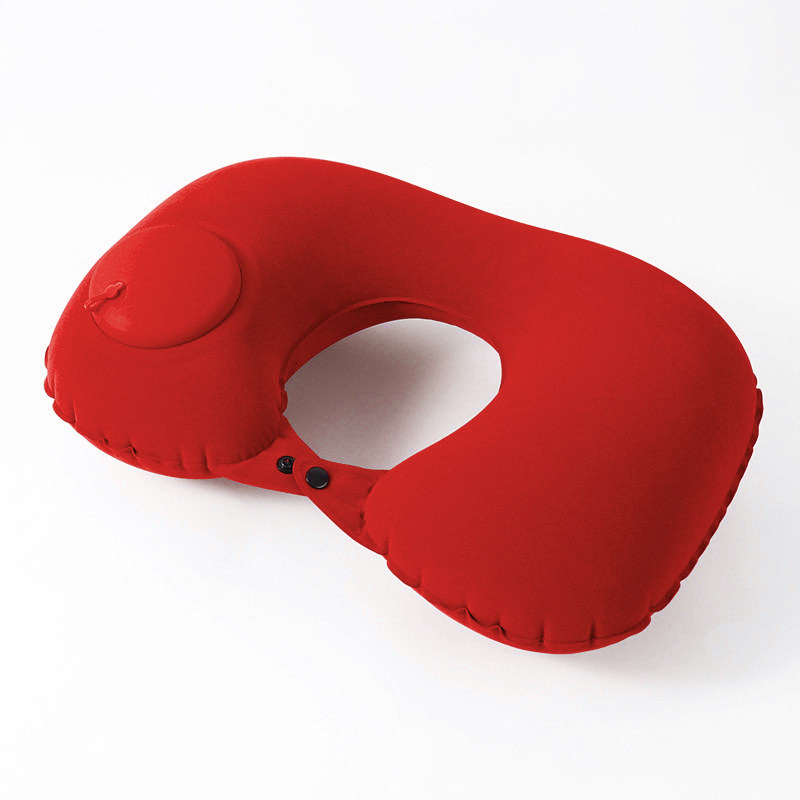 Big red flocking inflatable u-shaped pillow - single pack