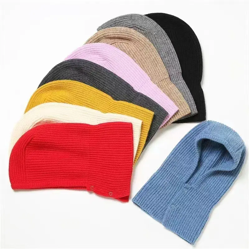 2022 Motorcycle Windproof Full Face Knit Warm Hooded Scarf Hat for Women girls Balaclava Pullover Knitted Beanie Hat ski mask
