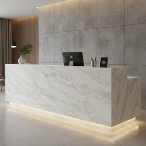 Encimera de Cuarzo Blanco Calacatta de Piedra Artificial con Aspecto de Mármol Personalizada de Fábrica para Mesas, Cocina, Baño, Tocador de Hotel - Product Image 4