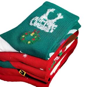 Нескользящие и устойчивые к поту толстые милые забавные красные зеленые рождественские вязаные чулки Санта - Product Image 6