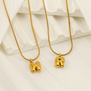 Zogxin Letter Pendant Snake Chain 18K Gold Plated Stainless Steel Necklace For Gift Leisure Wear - Product Image 3