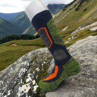 Chaussettes de randonnée et de ski tricotées et sportives personnalisées pour hommes, cheville haute antidérapante avec logo en jacquard pour les sports d'automne et d'hiver