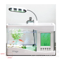 Aquarium de bureau USB multifonction JSD en gros, mini-aquarium en vrac avec lumière LED, horloge et boîte de rangement pour la revente