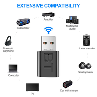 2-in-1 BLE Adapter 5.0 Audio-Empfänger/Sender Mini-Stereo für AUX RCA USB 3,5mm Buchse Stahl TV PC Auto-Kit mit Drahtlosadapter