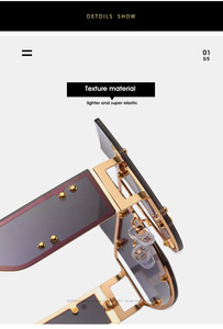 Lunettes de soleil gothiques steampunk vintage pour femmes <span class=keywords><strong>2021</strong></span>, monture dorée surdimensionnée, style Rihanna, protection faciale carrée, dégradé BOOM BM17214 - Product Image 3