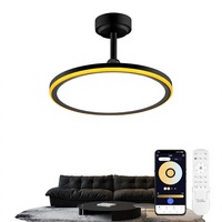 Ventilateur de plafond rétractable en cuivre BAYSQUIRREL, commande par application/télécommande, 42 pouces, moderne, intelligent, avec haut-parleur, variateur d'intensité, 6 vitesses