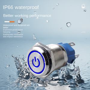 12/16/19/22 मिमी धातु बटन वाटरप्रूफ स्टेनलेस स्टील स्व-लॉकिंग फ्लैट हेड पावर स्विच चीन - Product Image 2