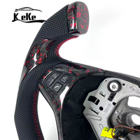 Volant de style F1 en carbone forgé rouge avec cuir perforé noir pour BMW E90 E92 E93 M3 2005 2013 Fond plat
