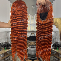 Perruques bouclées ondulées profondes couleur rouge 99J en gros, cheveux humains alignés sur les cuticules, sans colle, perruque frontale en dentelle HD transparente 13x6 pour revendeurs