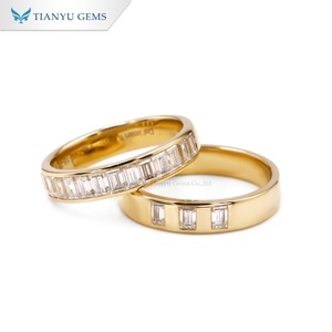 แหวนเพชรโมอิสซาไนต์ทรงบาแก็ตต์ 14K จาก Tianyu Gems ชุดแหวนแบบซ้อนได้ ทองคำสีเหลือง ประดับเพชรแบบช่องครึ่งวง แหวนแต่งงานเข้าชุด - Product Image 2